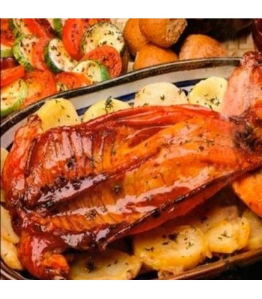 Conejo asado con patatas a lo pobre